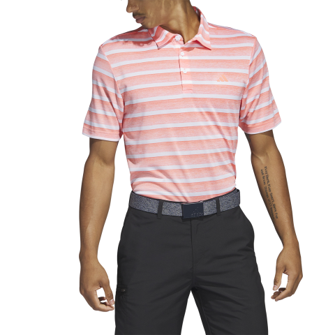 adidas 2 Colour Stripe Polo Shirt Coral Fusion/White | Scottsdale Golf