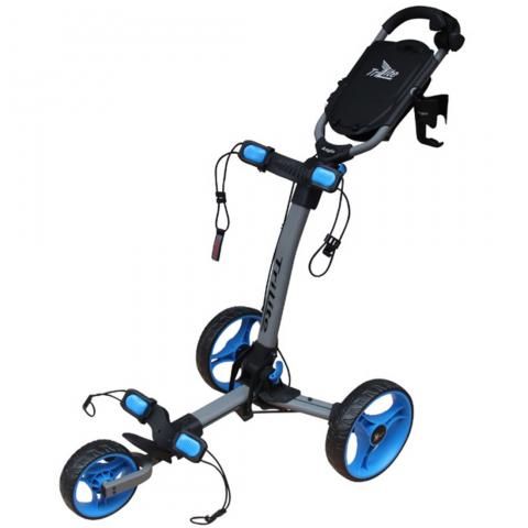 Axglo TriLite 3-Wheel Push Golf Trolley Matte Grey/Blue + 2 Free Accessories