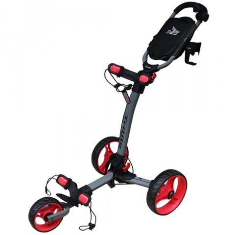 Axglo TriLite 3-Wheel Push Golf Trolley Matte Grey/Red + 2 Free Accessories