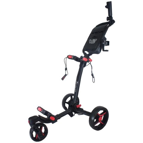 Axglo Tri-360 V2 3-Wheel Push Golf Trolley Black/Red + 2 Free Accessories