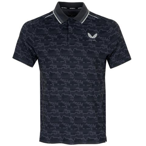 Castore Printed Tech Golf Polo Shirt Black