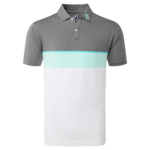 FootJoy Colour Theory Golf Polo Shirt Lava/Maui Blue/Aqua Surf/White ...