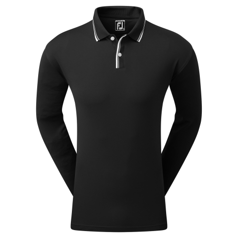 FootJoy Lightweight L/S Sun Protection Golf Polo Shirt Black/White 80051
