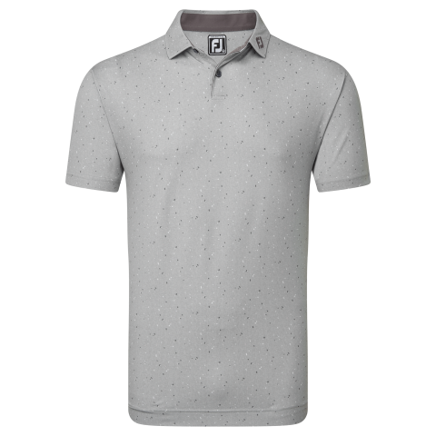 FootJoy Tweed Texture Self Collar Golf Polo Shirt Grey Cliff 81599