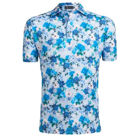 G/FORE Photo Floral Polo Shirt Ice Blue | Scottsdale Golf