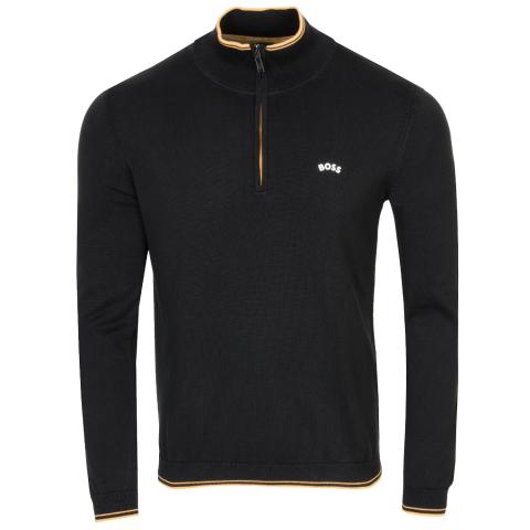 HUGO BOSS Zitom Zip Neck Sweater Black | Scottsdale Golf