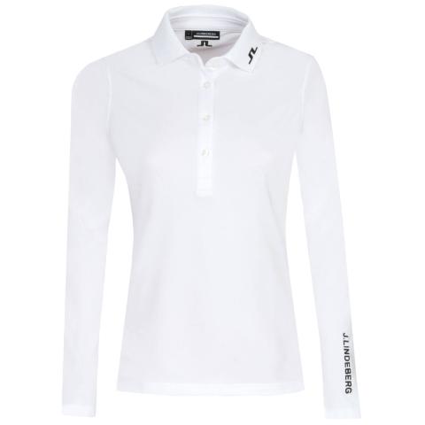 J Lindeberg Tour Tech Long Sleeve Polo Shirt White | Scottsdale Golf