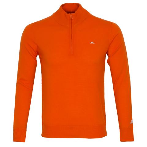 J Lindeberg Kian Zipped Golf Sweater Lava Orange Scottsdale Golf