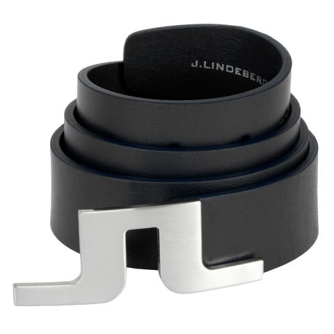 J Lindeberg Bridger JL Leather Belt Black