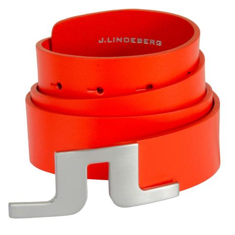 J Lindeberg Bridger JL Leather Belt Tangerine Tango