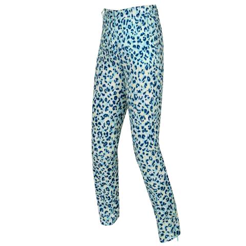 J Lindeberg Pia Print Ladies Golf Trousers Leopard Aruba Blue