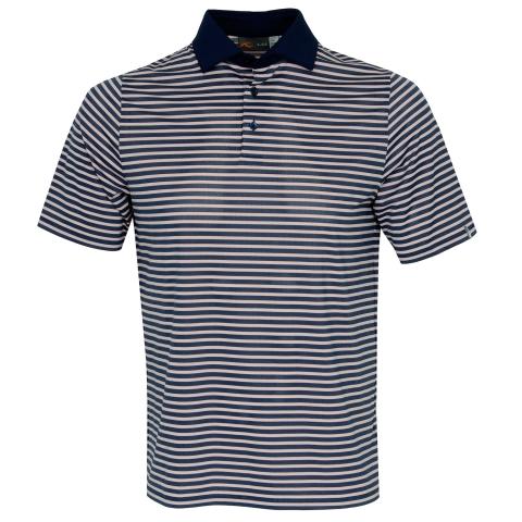 KJUS Luis Stripe Golf Polo Shirt Atlanta Blue/Pink Salt