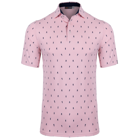 KJUS Short Sleeve Golf Polo Shirt Pink Salt/Atlanta Blue