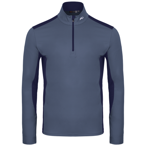 KJUS Cool Recovery Zip Neck Golf Sweater Steel Blue/Atlanta Blue