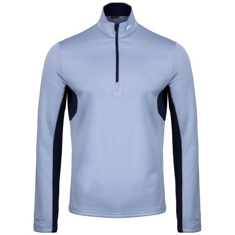 KJUS Hydraulic Zip Neck Golf Sweater Blue Fog/Atlanta Blue