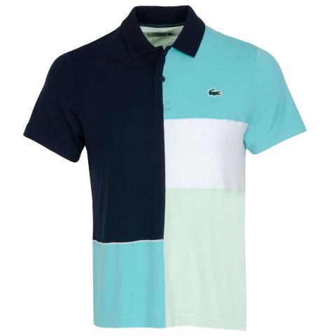 Lacoste Recycled Fiber Golf Polo Shirt Navy Blue/Cove/Arielle Gr