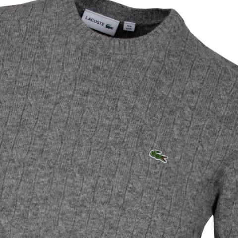 Lacoste Cable Knit Crew Neck Lambswool 