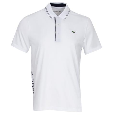 white lacoste golf shirt