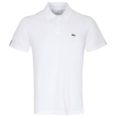Lacoste Contrast Branded Shoulder Golf Polo Shirt White | Scottsdale Golf