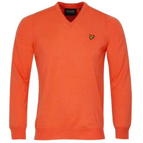 Lyle & Scott V Neck Pullover Golf Sweater Course Coral