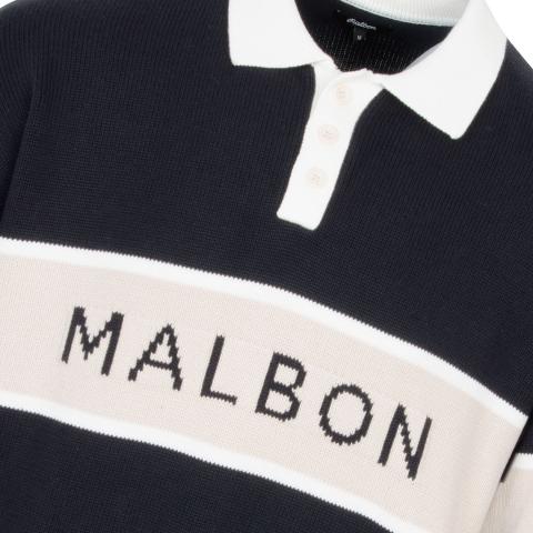 Malbon Block Long Sleeve Knitted Polo Shirt