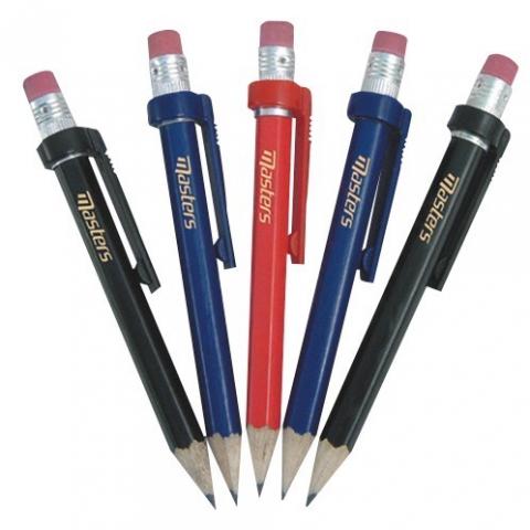 Masters Wood Pencils with Clip and Eraser 5 Pack of handy scorecard pencils