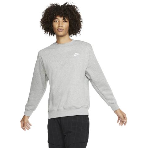 Nike Sportswear Club Fleece Crew Neck Golf Sweater Dark Grey Heather/White  | Scottsdale Golf