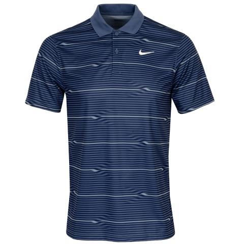 Nike Dri-FIT Victory+ Ripple Polo Shirt Midnight Navy/Diffused Blue/White