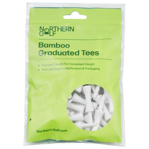 Northern Golf Bamboo Graduated Golf Tees White 2'' Long - Pack of 30