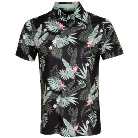 PUMA Cloudspun Aloha Golf Polo Shirt Black/Eucalyptus | Scottsdale Golf