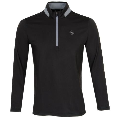 PUMA Lightweight Zip Neck Golf Sweater Black/Slate Sky