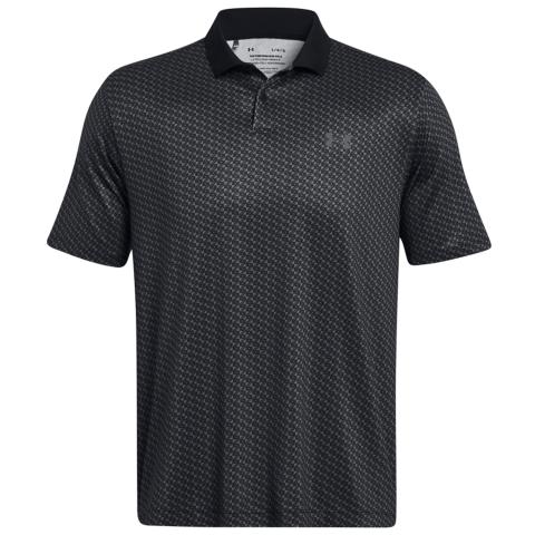 Under Armour Performance 3.0 Printed Golf Polo Shirt Black/Castlerock
