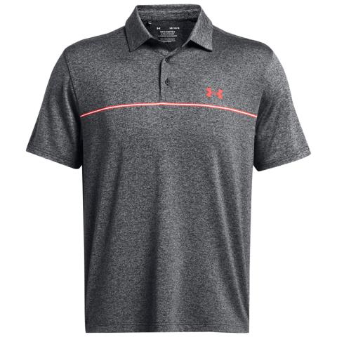 Under Armour Playoff 3.0 Stripe Golf Polo Shirt Black/Red Solstice