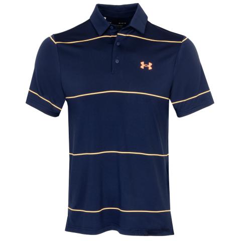 Under Armour Playoff 3.0 Stripe Golf Polo Shirt Midnight Navy/Nova Orange