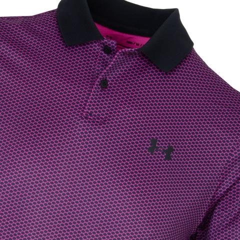 Under Armour Performance 3.0 Printed Golf Polo Shirt Black / Rebel Pink ...