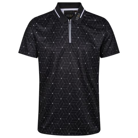 VEGA Yokohama Geometric Printed Polo Shirt Black