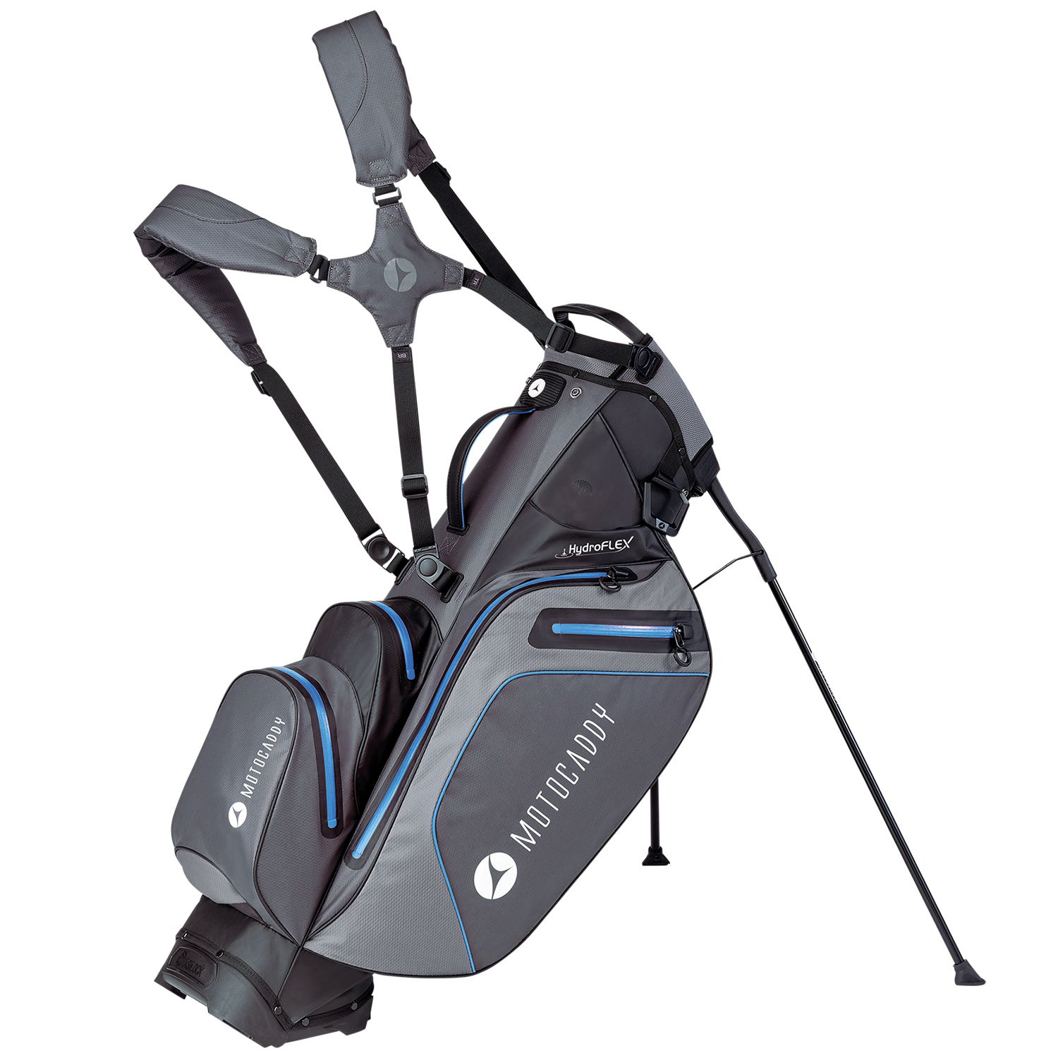 Motocaddy 2021 Hydroflex Waterproof Golf Stand Bag Charcoal/Blue ...