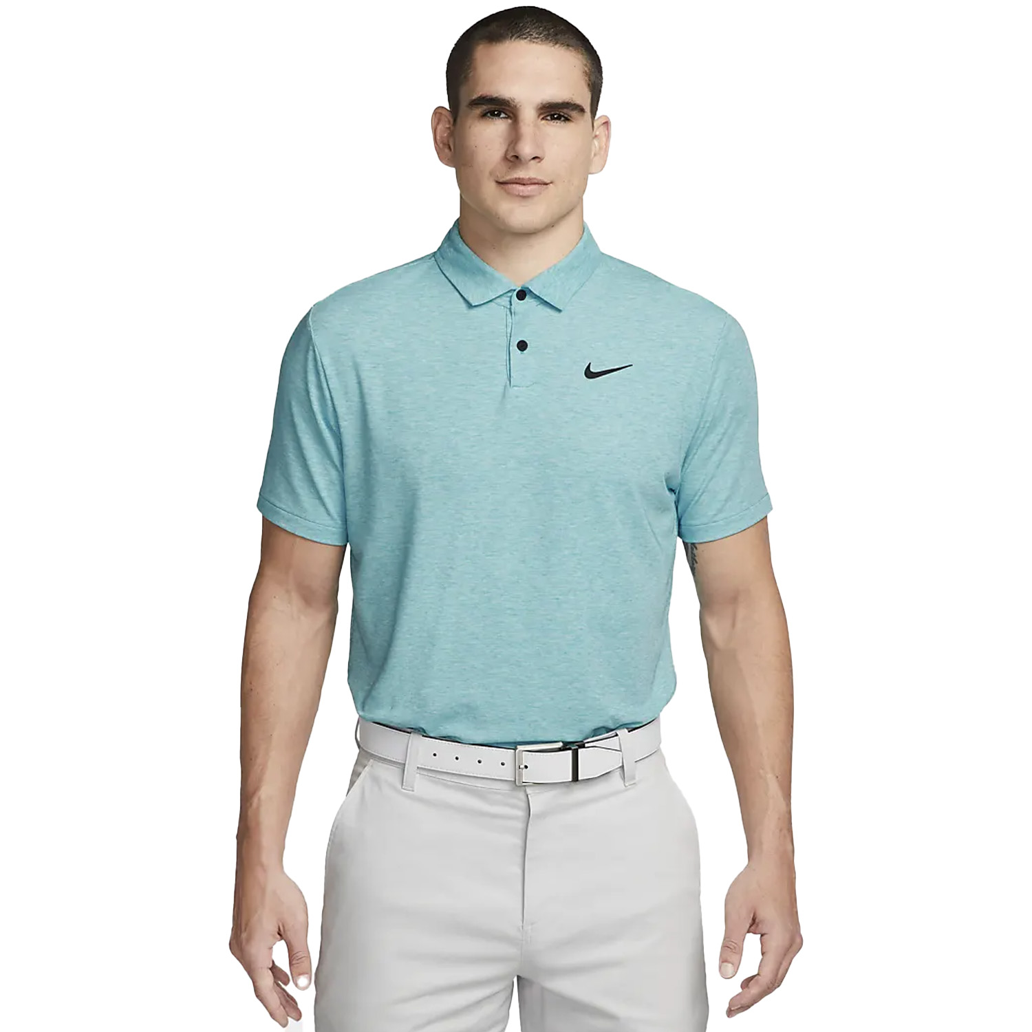 Nike Dri-FIT Tour Heather Golf Polo Shirt Teal Nebula/Black ...