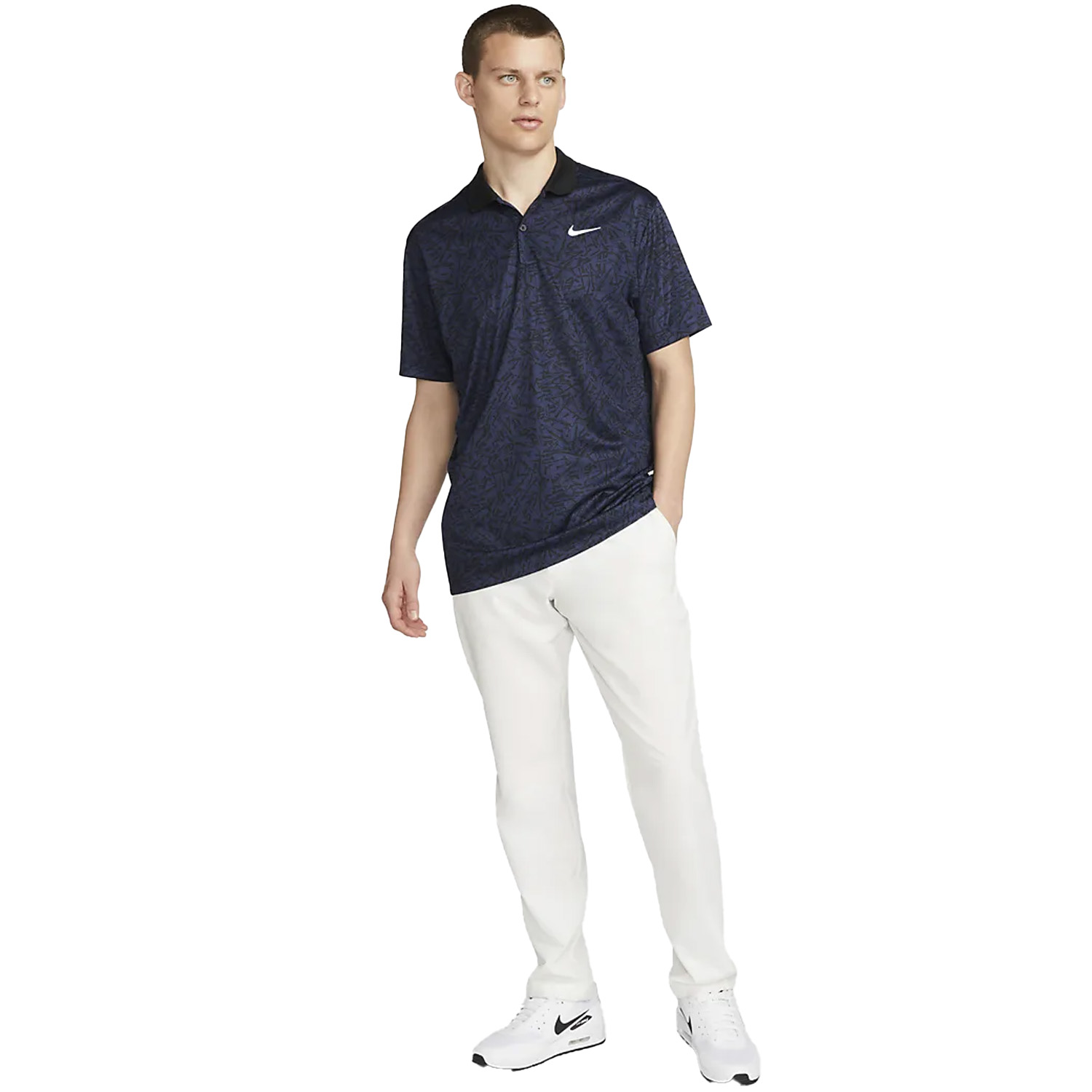 Nike Dri FIT Victory+ Allover Print Golf Polo Shirt Midnight Navy/Black ...