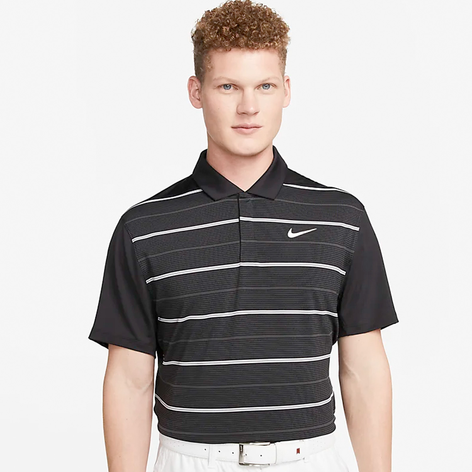 Nike Tiger Woods Dri FIT Stripe Golf Polo Shirt Black/Anthracite/White ...