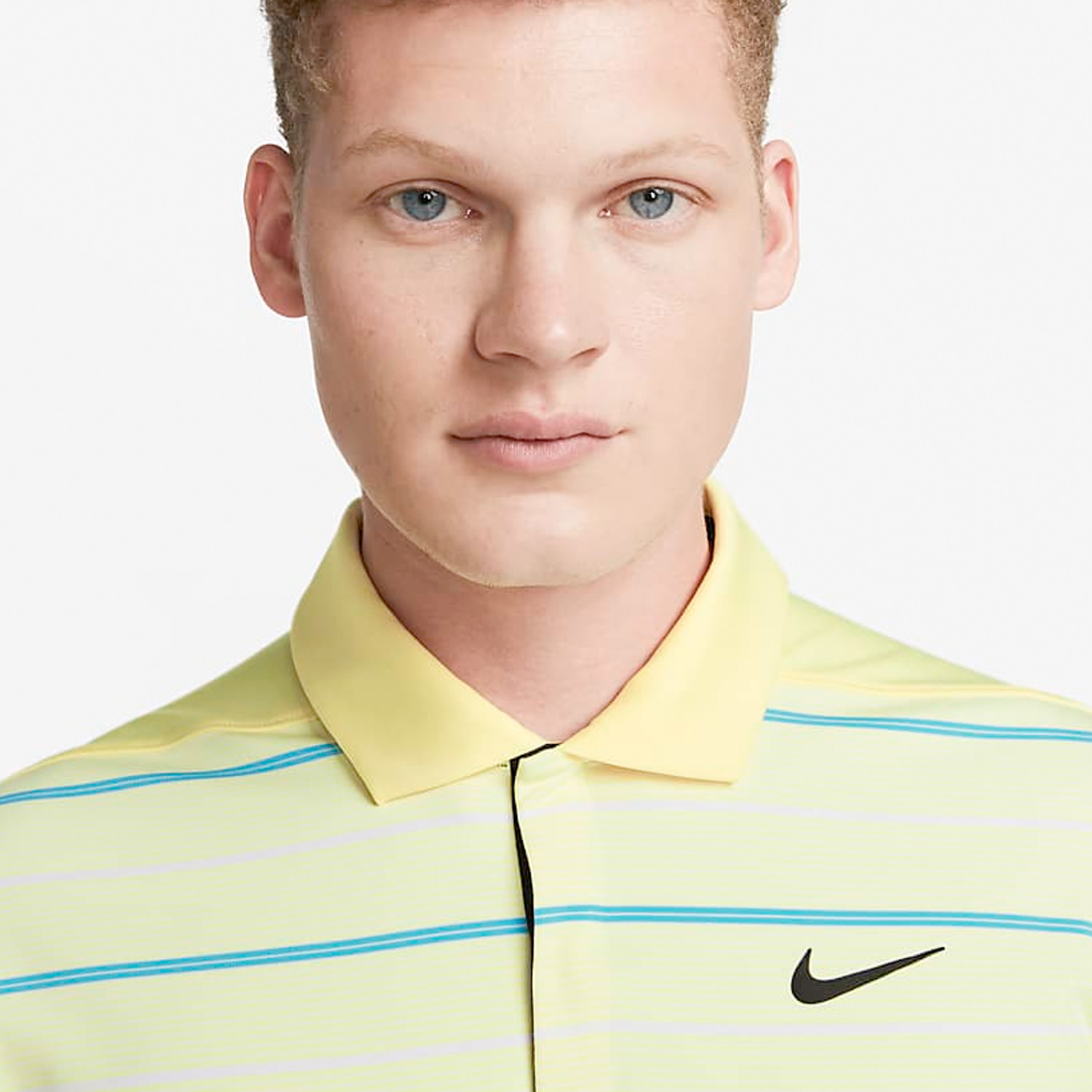 Nike Tiger Woods Dri FIT Stripe Golf Polo Shirt Citron Tint/White ...