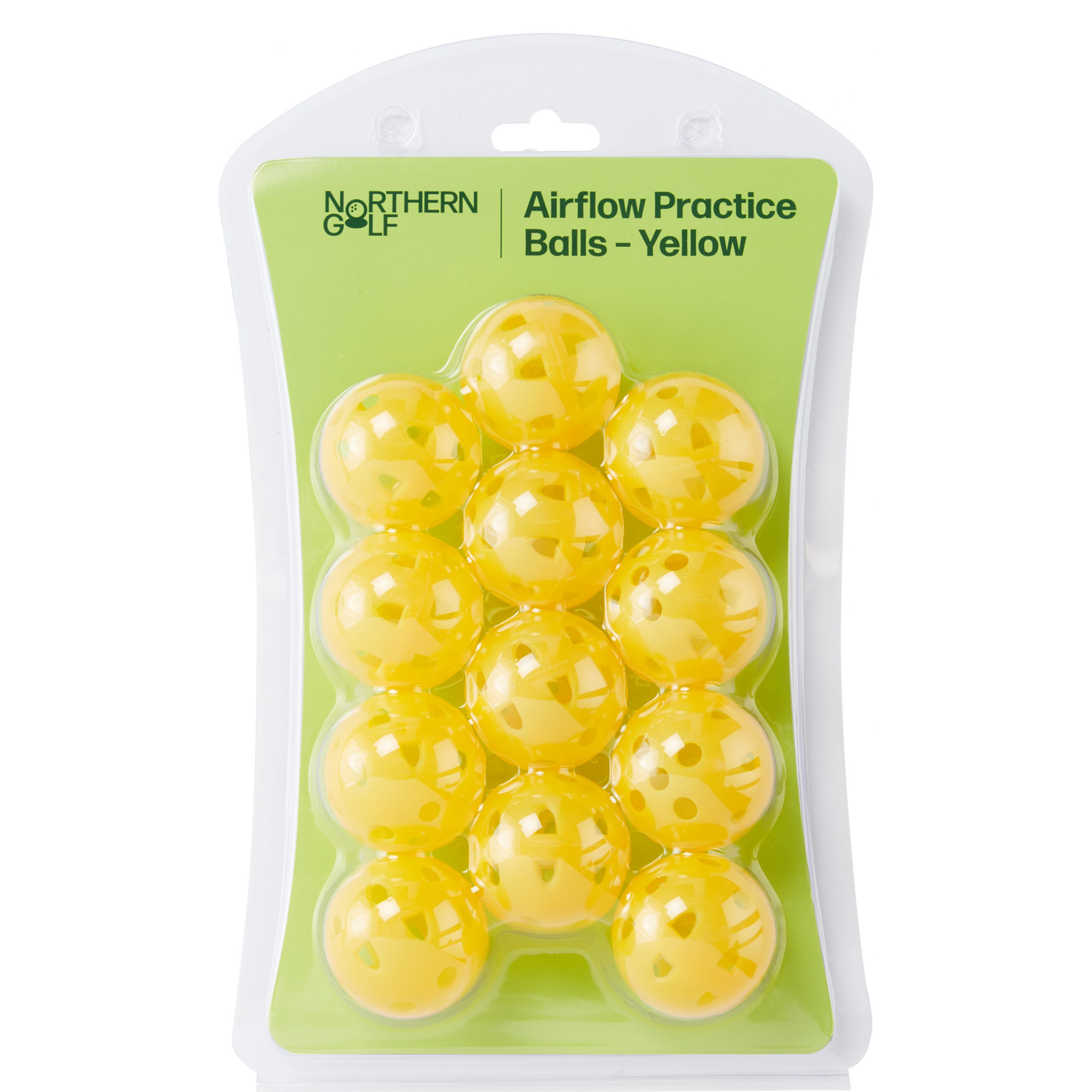 Northern Golf Airflow Practice Golf Balls Yellow Pack of 12