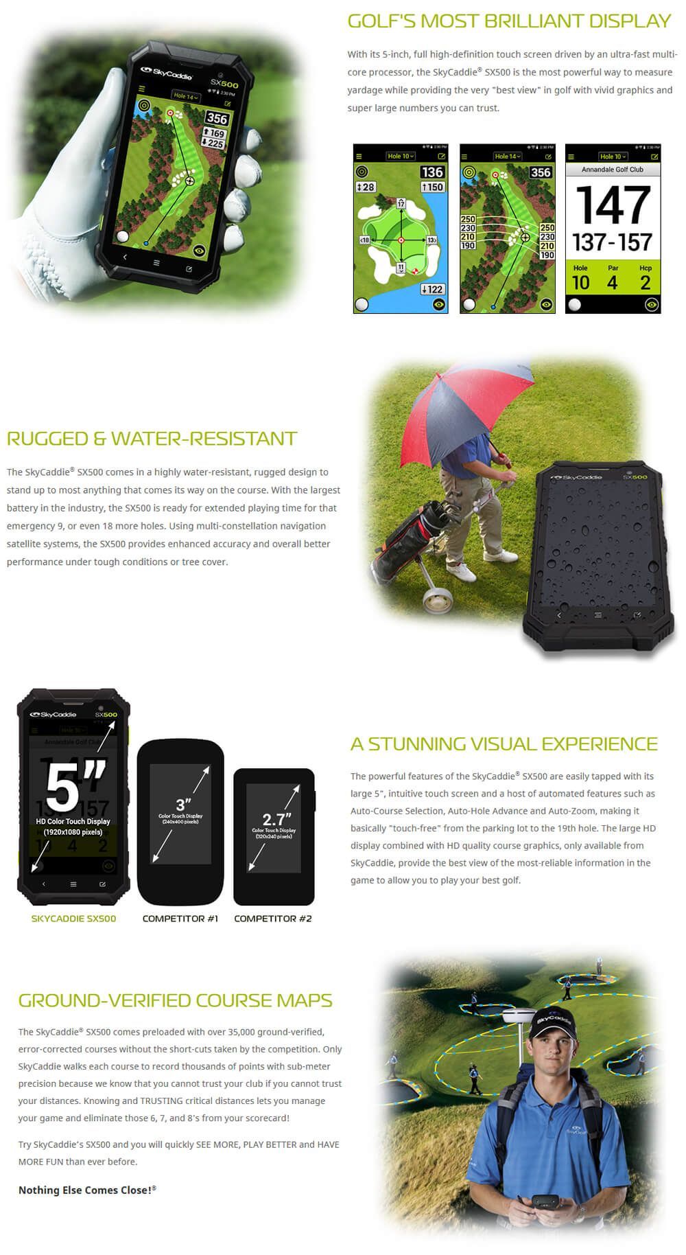 SkyCaddie SX500 GPS Rangefinder with Free 1 Year Birdie Membership