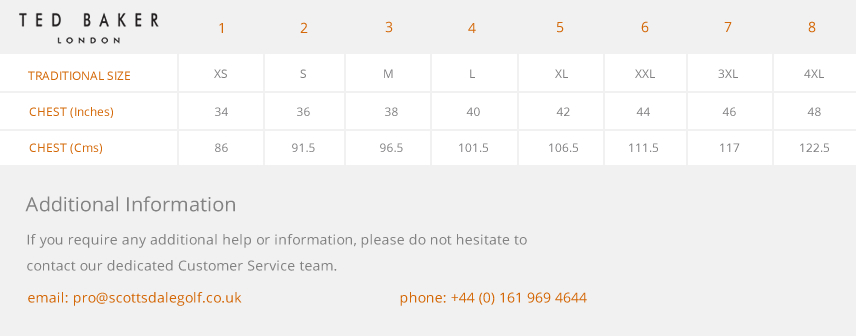 Ted Baker Measurement Chart