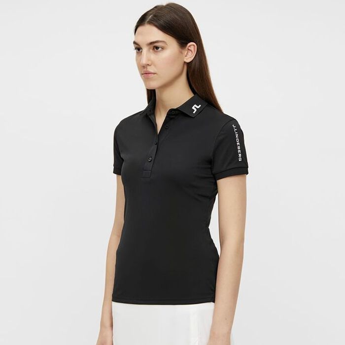 J Lindeberg Tour Tech Ladies Polo Shirt Black | Scottsdale Golf