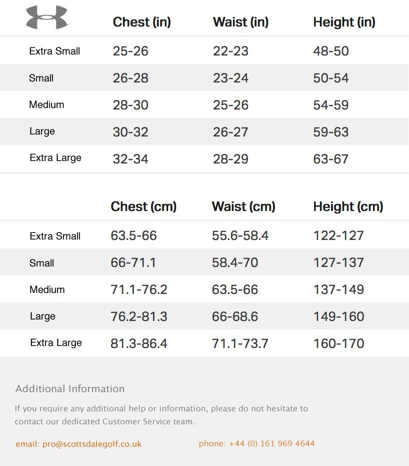 armour leggings size guide