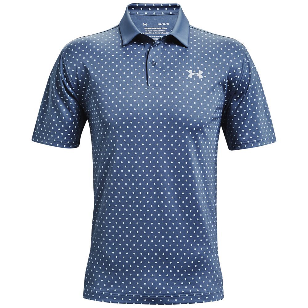 Under Armour Performance Printed Golf Polo Shirt Mineral Blue